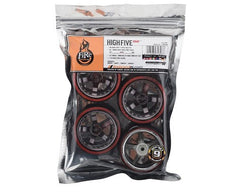 Firebrand RC Highfive D29 Pre-Mounted Slick Drift Tires (4) (Smoke Chrome) w/D2 Tires, 12mm Hex & 9mm Offset (FBR1WHEHI5966) Amain Hobbies