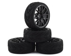 Firebrand RC Hypernova-RT3 Pre-Mounted On-Road Tires (4) (Gun Metal) (FBR1WHEHYP683) Amain Hobbies