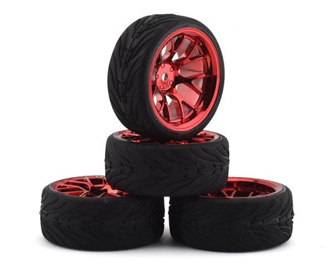 Firebrand RC Hypernova RT39 Pre-Mounted On-Road Tires (4) (Red Chrome) (FBR1WHEHYP886)
