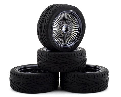 Firebrand RC OG RT3 Pre-Mounted On-Road Tires (4) (Smoke Chrome) w/Dagger Tires, 12mm Hex & 3mm Offset (FBR1WHEOGB591) Amain Hobbies