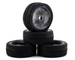 Firebrand RC OG RT3 Pre-Mounted On-Road Tires (4) (Smoke Chrome) w/Dagger Tires, 12mm Hex & 3mm Offset (FBR1WHEOGB591) Amain Hobbies