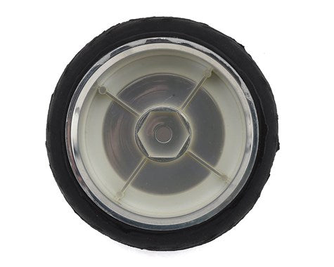 Firebrand RC Retrodrag RT3 Pre-Mounted On-Road Tires (4) (Chrome) w/Fang Tires, 12mm Hex & 3mm Offset (FBR1WHERET690) Amain Hobbies