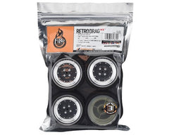 Firebrand RC Retrodrag RT3 Pre-Mounted On-Road Tires (4) (Chrome) w/Fang Tires, 12mm Hex & 3mm Offset (FBR1WHERET690) Amain Hobbies