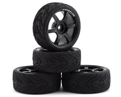Firebrand RC Scorch RT3 Pre-Mounted On-Road Tires (4) (Black) w/FireFangs Tires, 12mm Hex & 3mm Offset (FBR1WHESCO078) Amain Hobbies