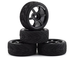 Firebrand RC Scorch RT3 Pre-Mounted On-Road Tires (4) (Black) w/FireFangs Tires, 12mm Hex & 3mm Offset (FBR1WHESCO078)
