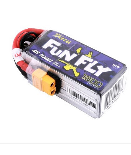 Tattu FunFly 1300mAh 100C 14.8V 4S1P LiPo Battery Pack with XT60 Plug