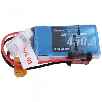 Gens Ace 450mAh 7.4V 25C 2S1P Lipo Battery Pack with JST-SYP Plug