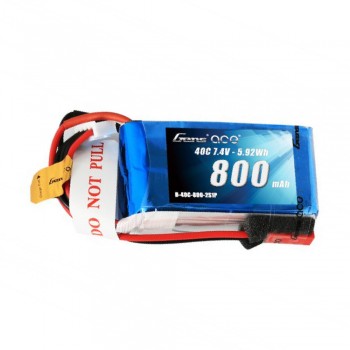 Gens Ace 800mAh 2S 7.4V 40C Lipo Battery Pack with JST-SYP Plug