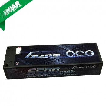 Gens Ace 6500mAh 7.4V 50C 2S1P HardCase Lipo Battery Pack 10# with 4.0mm bullet to Deans Plug