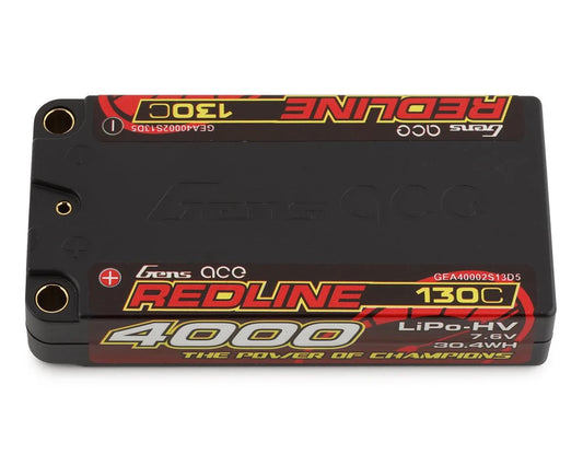 Gens Ace Redline 2S LiHV LiPo LCG Battery 130C (7.6V/4000mAh) w/5mm B u l l e t s (GEA40002S13D5)