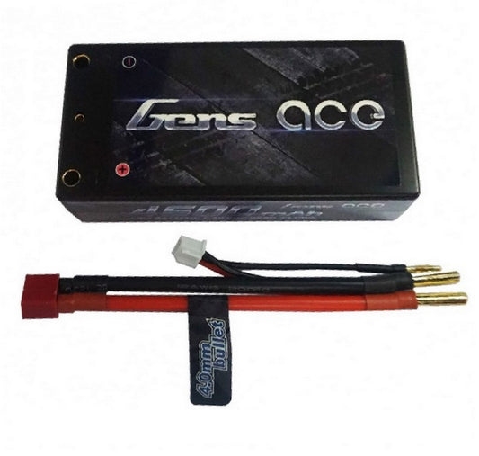 Gens Ace 4600mAh 7.4V 60C 2S2P HardCase Lipo Battery Shorty Pack 29# with 4.0mm bullet to Deans plug