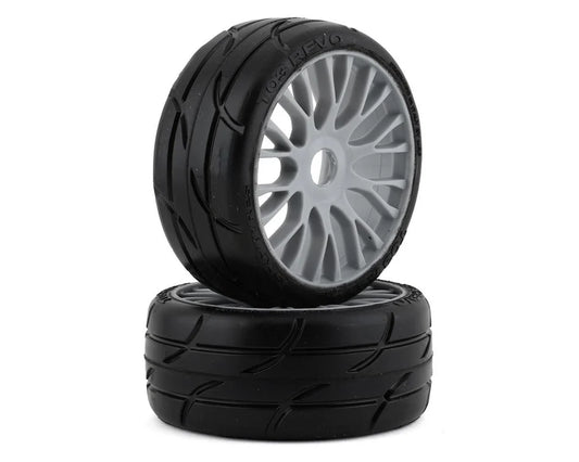 GRP GT - TO3 Revo Belted Pre-Mounted 1/8 Buggy Tires (Silver) (2) (XM7) w/FLEX Wheel (GRPGTK03-XM7)