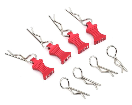 Hot Racing 1/10 Red Aluminum EZ Pulls (4) Body Clips (8) (HRAAC03EZ02) Hot Racing