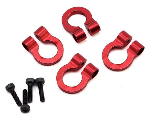 Hot Racing 1/10 Aluminum Tow Shackle D-Rings (4) (Red) (ACC80802)