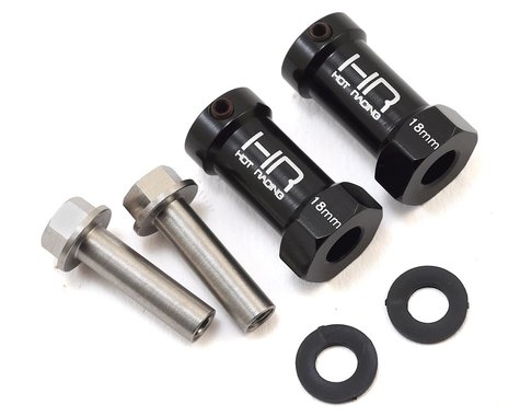 Hot Racing Axial Wheel Hub Extensions w/12mm Hex (Black) (2) (+18mm) (SCX10ET01)