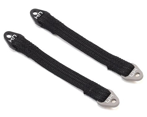 Hot Racing 85mm Suspension Travel Limit Straps (2) (Black/Silver) SLS85T1801 Amain Hobbies