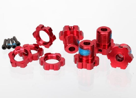 Traxxas Wheel hubs, splined, 17mm (red-anodized) (4)/ Wheel Nuts, Splined (5353R)