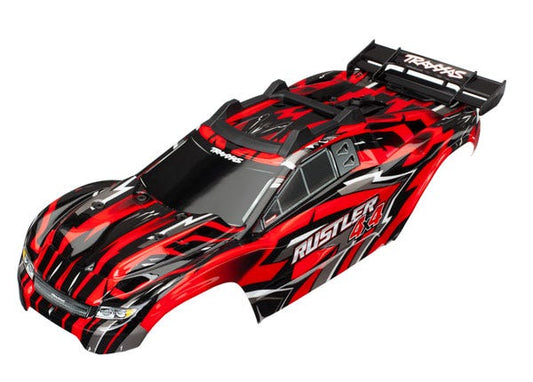 Traxxas Body, Rustler® 4X4, Red/ Window, Grille, Lights Decal Sheet (6718) TRAXXAS