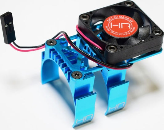 Hot Racing Clip-On Two-Piece Motor Heat Sink W/ Fan (Tamiya Blue) (MH550TE16)