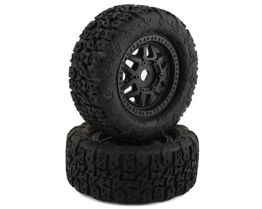Method RC: Terraform Belted Pre-Mount 1/7 & 1/8 Short Course Tires (Black) (2) w/Switch 17mm Hex Wheels (MTD1200)