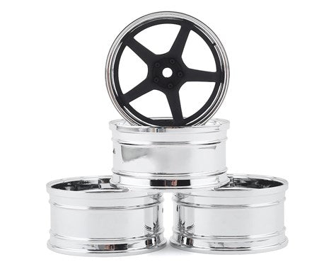 MST GT Wheel Set (Chrome/Black) (4) (Offset Changeable) 832109FBK Amain Hobbies