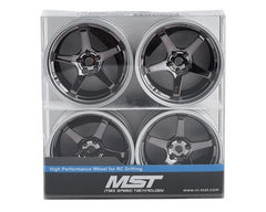 MST GT Wheel Set (Matte Silver/Black Chrome) (4) (Offset Changeable) MXS-832110SBK Amain Hobbies