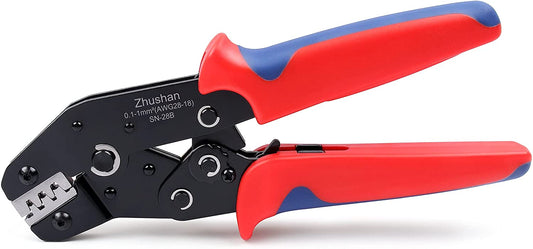 Crimping Pliers Self-Adjusting Ratcheting Crimpers with Wire Electrode Cutting for 28-18 AWG