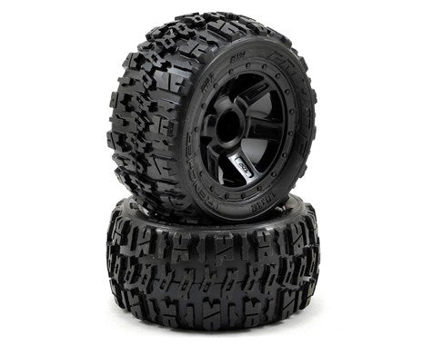 Pro-Line Pre-Mounted Trencher Desperado Wheels (2) (1/16 E-Revo) (Black) (PRO119411)