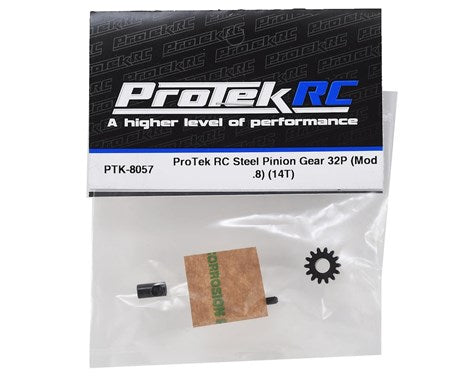 ProTek RC Steel 32P Pinion Gear w/3.17mm Reducer Sleeve (Mod .8) (5mm Bore) (14T) (PTK-8057) Amain Hobbies