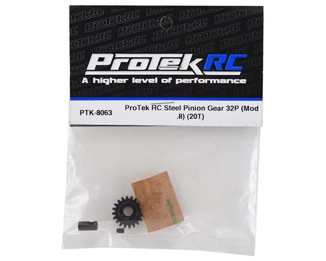 ProTek RC Steel 32P Pinion Gear w/3.17mm Reducer Sleeve (Mod .8) (5mm Bore) (20T) (PTK-8063)