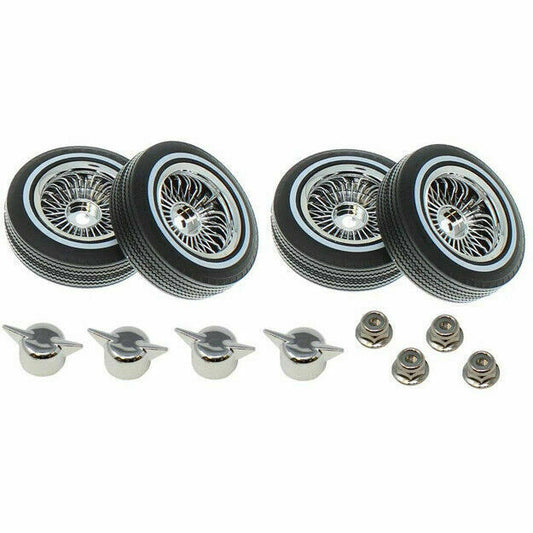 Redcat Racing SixtyFour Whitewall Low Pro Tires & Wheels w/Wheel Nuts (Chrome) (BS286001)