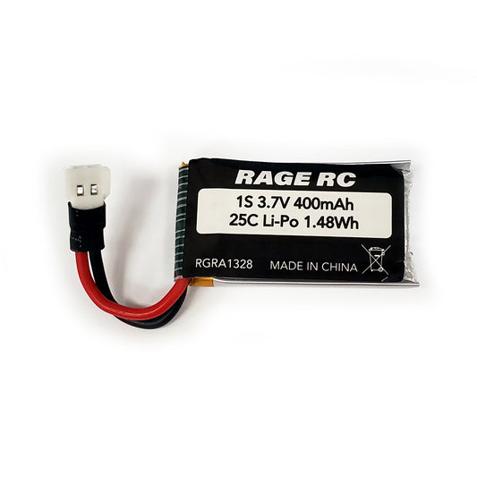 Rage 3.7V 400mAh 25C LiPo Battery; Micro Warbirds, Tempest 600, Super Cub MX