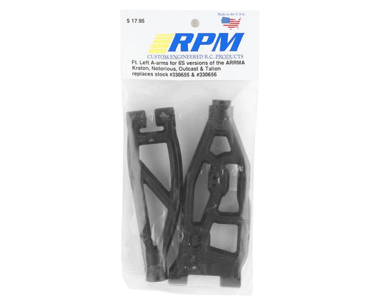 RPM ARRMA Kraton/Outcast 6S Front Left Upper & Lower Suspension Arm Set (Black) (RPM81572)