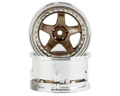 DS Racing Drift Element 5 Spoke Drift Wheels (Bronze & Chrome w/Gold Rivets) (2) (Adjustable Offset) w/12mm Hex (DSC-DE-022)