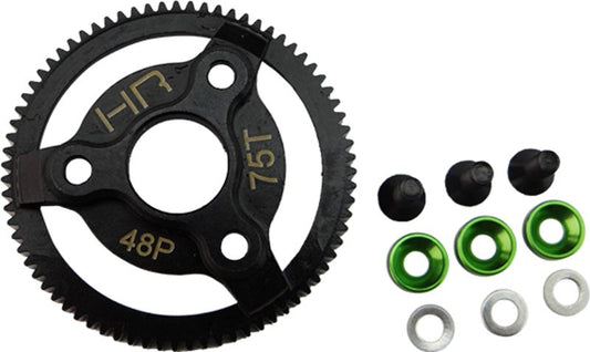 Hot Racing STE875 Hardened Steel Spur Gear (75t 48p)(Green) (STE875)