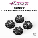 Sweep Racing 17mm 8th scale Light Weight Black Anodized serrated wheel nuts (4)