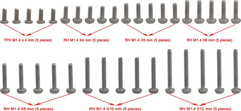 Hot Racing M1.4 Round head screw set 35 pieces scx 24 (HRASXTF14SS)