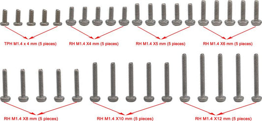 Hot Racing M1.4 Round head screw set 35 pieces scx 24 (HRASXTF14SS) Hot Racing