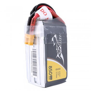 Tattu 850mAh 14.8V 75C 4S1P Lipo Battery Pack with XT30 plug
