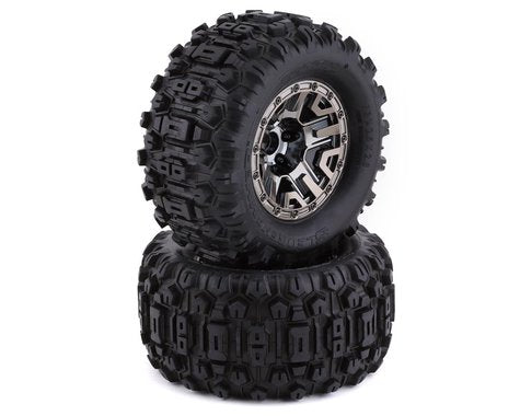 Traxxas Glued Assembled Sledgehammer Tires and Black Chrome 2.8" Wheels (9072)