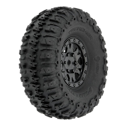 Pro-Line 1/24 Trencher Fr/Rr 1.0" Tires Mounted 7mm Black Impulse (4): SCX24 (PRO1020910)