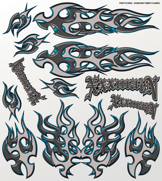 XXX Main Racing Diamond Fiber (Flames) Large Decal (XXXH005)