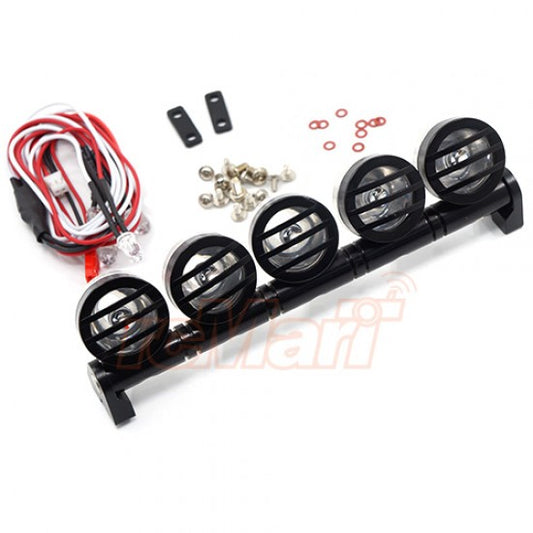 Yeah Racing 1/10 Aluminum Roof 5 White LED Set Black For RC Truck Crawler (YA-0370BK)