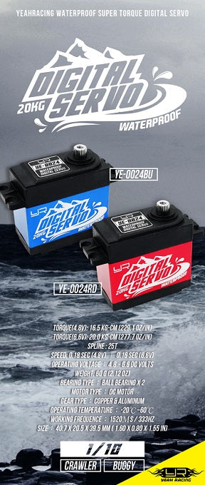 Yeah Racing 20kg Waterproof Super Torque Digital Servo Red For 1/10 Crawler Buggy (YE-0024RD)