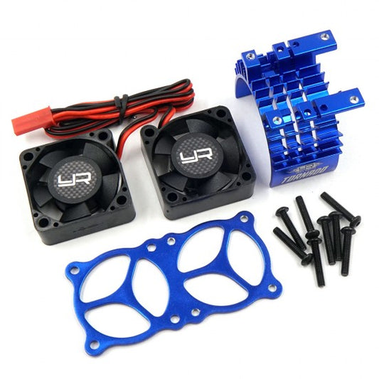 Yeah Racing Aluminum 540 550 Motor Heat Sink w/Twin Tornado High Speed Fan (Blue) (YA-0643BU)