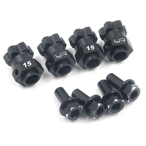 Yeah Racing Aluminum Hex Adaptor 15mm Offset For 12mm Hex Wheels Black (TRX4-069BK)