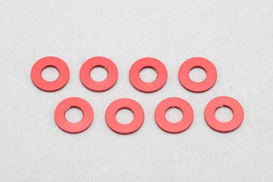 Yokomo 2.5 mm × 5 mm × 0.5 Aluminum Shim (8pcs / Red) ZC-A2505R